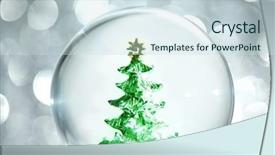  Presentation with snow tree cicular - Amazing PPT theme having snow globe with christmas tree backdrop and a sky blue colored foreground
