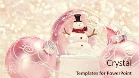  Presentation with vintage antique retro terrestrial globe - Presentation featuring snow globe with pink ornaments background and a lemonade colored foreground