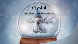  Presentation with snowman - Presentation design having snow globe with snowman background and a seafoam green colored foreground