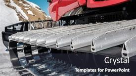  Presentation with snow day - Theme featuring snow grooming machine ratrak winter mountain landscape caucasus ridge covered with snow in sunny day krasnaya polyana sochi russia background and a tawny brown colored foreground
