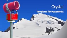  Presentation with winter in the swiss alps - PPT layouts consisting of snow gun in the swiss background and a cobalt blue colored foreground
