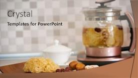  Presentation with traditional chinese medicine - PPT theme enhanced with snow-jelly-fungus-chinese-traditional background and a light gray colored foreground