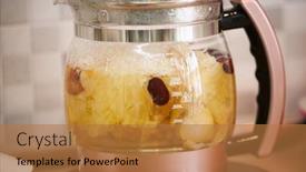  Presentation with traditional chinese medicine - Beautiful PPT theme featuring snow-jelly-fungus-chinese-traditional backdrop and a coral colored foreground