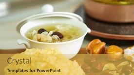  Presentation with traditional chinese medicine - Colorful presentation design enhanced with snow-jelly-fungus-chinese-traditional backdrop and a yellow colored foreground