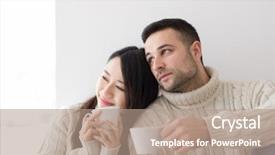  Presentation with young happy couple - PPT theme featuring snow live - happy young multiethnic couple enjoying background and a  colored foreground