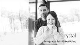  Presentation with young happy couple - PPT theme consisting of snow live - happy young multiethnic couple enjoying background and a  colored foreground