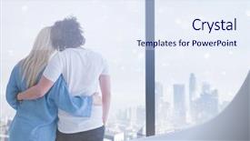  Presentation with young happy couple - Cool new presentation with snow live - romantic happy young couple enjoying backdrop and a sky blue colored foreground