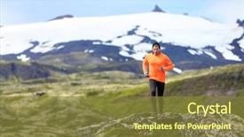  Presentation with healthy lifestyle - Presentation theme having snow live - running man exercising - trail background and a tawny brown colored foreground