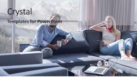  Presentation with computer room - Amazing presentation theme having snow live - young couple relaxing at home backdrop and a light gray colored foreground