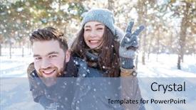  Presentation with walking young wild jaguar - Cool new theme with snow man - happy young couple walking backdrop and a light blue colored foreground