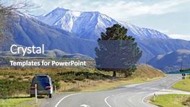  Presentation with long and winding road - PPT theme consisting of snow mountain background in new background and a ocean colored foreground