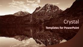  Presentation with yosemite - Theme having snow-mountain-cloud-and-lake background and a wine colored foreground