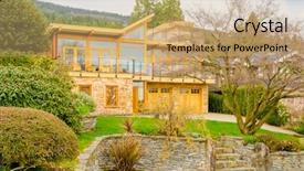  Presentation with house snow mountain - Beautiful theme featuring snow mountain view in north backdrop and a coral colored foreground