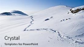  Presentation with snow mountain - Theme featuring snow mountain winter panorama traces background and a sky blue colored foreground