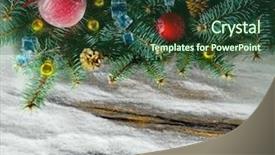 Presentation with snow tree - PPT theme having snow on a wooden background background and a tawny brown colored foreground