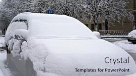 Presentation with winter scene - Amazing presentation design having snow-on-cars-after-snowfall backdrop and a lemonade colored foreground