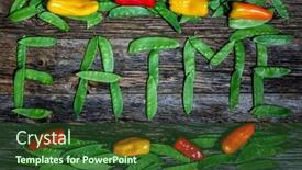  Presentation with eat - Beautiful theme featuring snow-peas-text-eat backdrop and a forest green colored foreground
