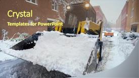  Presentation with road to excellenace - PPT theme featuring snow plow for road cleaning background and a tawny brown colored foreground