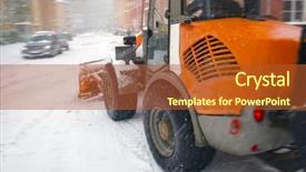  Presentation with road safety education - Slides with snow plow for road cleaning background and a red colored foreground