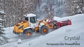  Presentation with machine learning regression - Colorful PPT theme enhanced with snow-plow-machine-clearing-snow backdrop and a light blue colored foreground