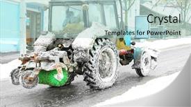  Presentation with commercial hvac duct cleaning - Colorful PPT layouts enhanced with snow plow outdoors cleaning street backdrop and a mint green colored foreground