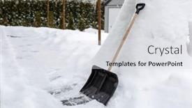  Presentation with snow shovel - Presentation design enhanced with snow-removal-of-the-driveway background and a light gray colored foreground