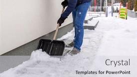  Presentation with snow shovel - Amazing presentation theme having snow-removal-of-the-driveway backdrop and a light gray colored foreground