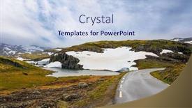  Presentation with road trip - PPT layouts featuring snow-road-in-norway-bjorgavegen background and a light blue colored foreground