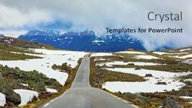  Presentation with road trip - Theme featuring snow-road-incredible-trip background and a light blue colored foreground