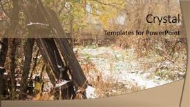  Presentation with abandoned - Theme consisting of snow ruins - abandoned and dilapidated rural house background and a coral colored foreground