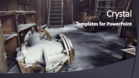  Presentation with textile factory sewing industrial - Theme consisting of snow ruins - abandoned factory industrial background background and a dark gray colored foreground