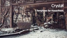  Presentation with textile factory sewing industrial - Colorful presentation theme enhanced with snow ruins - abandoned factory industrial background backdrop and a dark gray colored foreground