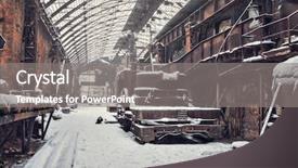  Presentation with abandoned - Colorful slide set enhanced with snow ruins - abandoned factory industrial background backdrop and a gray colored foreground