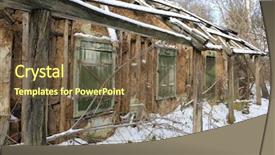  Presentation with old house - Amazing presentation having snow ruins - abandoned old clay rural house backdrop and a tawny brown colored foreground