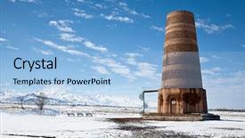  Presentation with tower - Audience pleasing presentation consisting of snow ruins - ancient kyrgyz burana tower backdrop and a  colored foreground