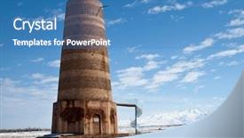  Presentation with tower - Amazing slides having snow ruins - ancient kyrgyz burana tower backdrop and a  colored foreground