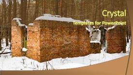  Presentation with house forest - PPT layouts consisting of snow ruins - broken house in pine forest background and a  colored foreground