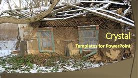  Presentation with rural housing - Presentation theme enhanced with snow ruins - old abandoned clay rural house background and a tawny brown colored foreground