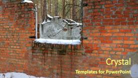 Presentation with forest winter - PPT layouts featuring snow ruins - old broken building in forest background and a  colored foreground