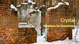  Presentation with winter forest - Beautiful theme featuring snow ruins - old broken building in winter backdrop and a  colored foreground