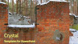  Presentation with forest winter - PPT layouts enhanced with snow ruins - old red brickwork ruin background and a tawny brown colored foreground