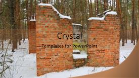  Presentation with house forest - Presentation theme enhanced with snow ruins - old ruin of house background and a  colored foreground