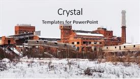  Presentation with exploration - Slides with snow ruins - old ruined factory construction background and a white colored foreground