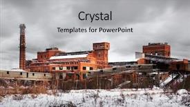  Presentation with factory - Colorful presentation theme enhanced with snow ruins - old ruined factory construction backdrop and a light gray colored foreground