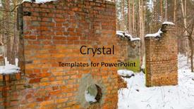  Presentation with building and wind - Audience pleasing slide deck consisting of snow ruins - ruin of building in winter backdrop and a  colored foreground