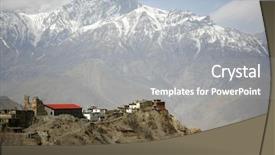  Presentation with view of village in cordillera - Presentation theme enhanced with snow ruins - view of jharkot village background and a  colored foreground