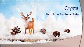  Presentation with pine cone - PPT theme having snow scene - christmas holiday concept with deer background and a sky blue colored foreground