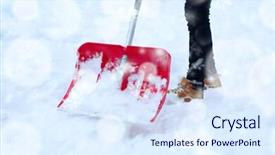  Presentation with snow shovel - Cool new PPT theme with snow shovel snow effect backdrop and a sky blue colored foreground