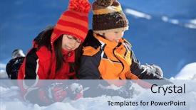  Presentation with coats - Amazing slides having snow ski wearing winter coat backdrop and a  colored foreground