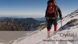  Presentation with ice mountain - Beautiful presentation design featuring snow slap on winter mountain backdrop and a light gray colored foreground